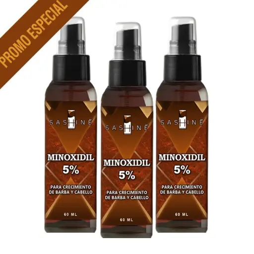 SASHINE MINOXIDIL 5% 60ML PAQ 3 PZS